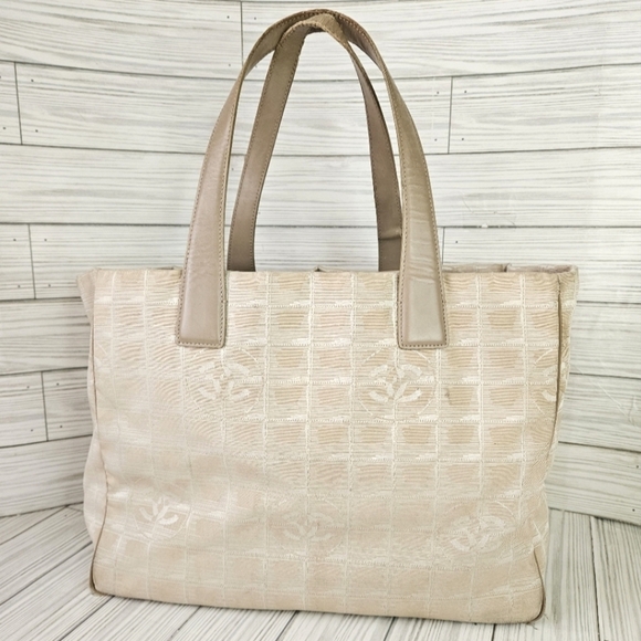 Chanel Travel Line Monogram Tote Bag in Beige and Cream in Canvas and Leather - Picture 1 of 16